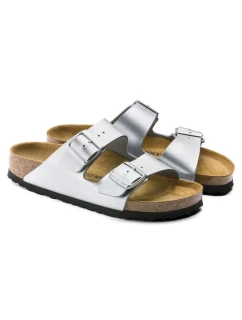 Birkenstock dámske strieborné žabky Arizona Birko-Flor Silver regular wide (1012282)