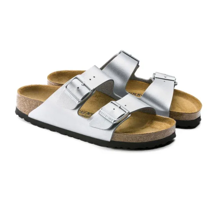 Dámské stříbrné žabky Arizona Silver regular wide model 20693630 - Birkenstock Dámské stříbrné žabky Arizona Silver regular wide model 20693630 - Birkenstock