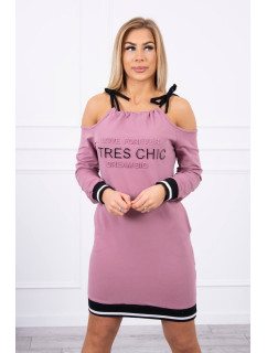 Tres Chic tmavo ružové šaty