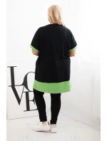 Dámske Plus veľkosť tunika s kvetinovým vzorom a dekoratívne korálky zelená