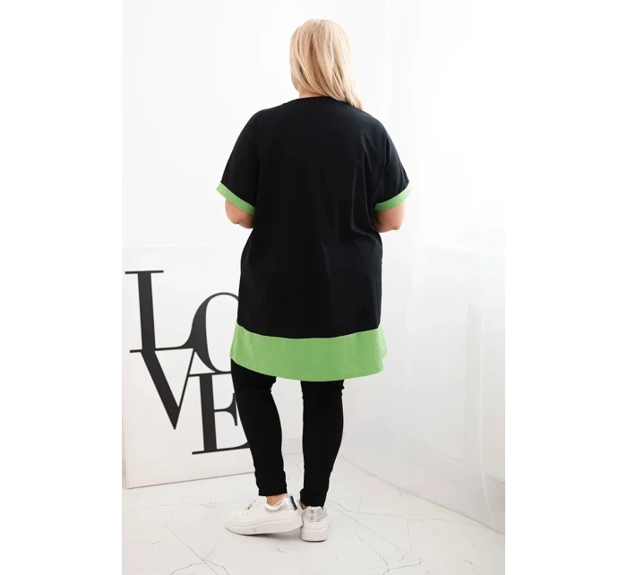 Dámske Plus veľkosť tunika s kvetinovým vzorom a dekoratívne korálky zelená