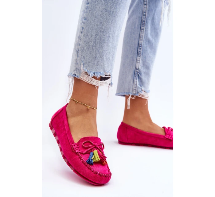 Zamszowe Mokasyny Z Kokardą I Frędzlami Fuksja Dorine Zamszowe Mokasyny Z Kokardą I Frędzlami Fuksja Dorine
