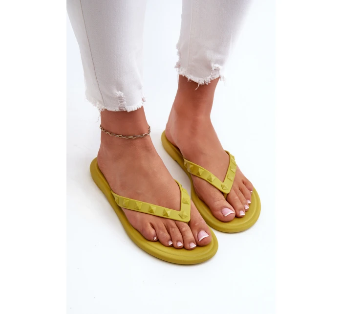 Płaskie Elastyczne Klapki Japonki Damskie ZAXY JJ285253 Limonkowe