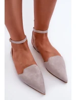 Wiązane Baleriny Eko Zamszowe Z Noskami W Szpic Szare Ellesara Wiązane Baleriny Eko Zamszowe Z Noskami W Szpic Szare Ellesara