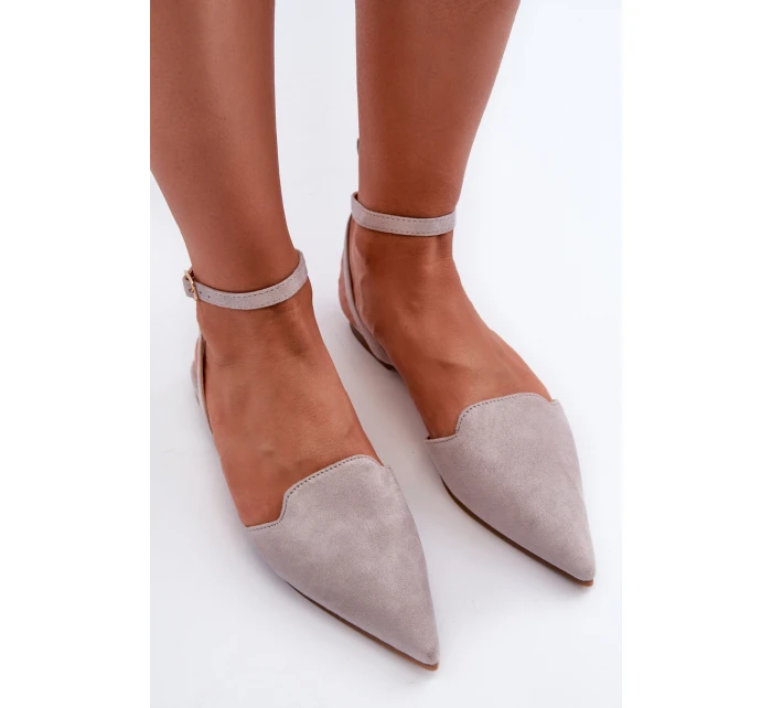Wiązane Baleriny Eko Zamszowe Z Noskami W Szpic Szare Ellesara Wiązane Baleriny Eko Zamszowe Z Noskami W Szpic Szare Ellesara
