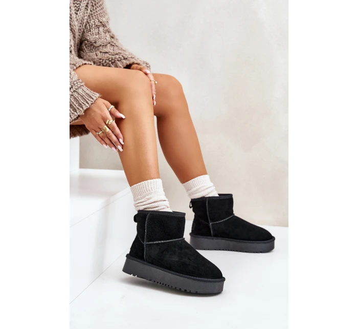 Dámské semišové zimní boty na platformě nad černé model 21670448 - Boto