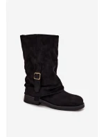 Dámské kozačky s  lemem do  s přezkou Černé model 21715266 - Boto
