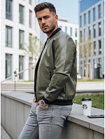 Pánská kožená bunda bomber zelená Dstreet model 21978796 - FashionStreet