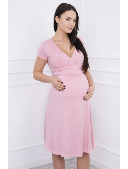 Šaty s model 18742108 krátké rukávy, pudrově růžové - K-Fashion Šaty s model 18742108 krátké rukávy, pudrově růžové - K-Fashion