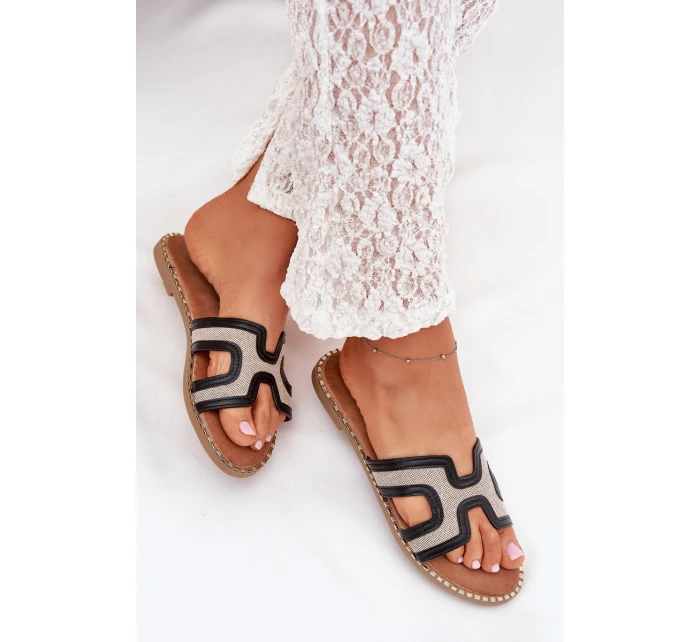 Klapki Damskie Na Płaskim Obcasie Czarne Vereya Klapki Damskie Na Płaskim Obcasie Czarne Vereya