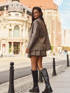 Skórzane Kozaki Damskie Na Niskim Obcasie Ocieplane Vinceza 66823 Czarne