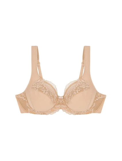 Dámska moderná čipkovaná+bavlnená podprsenka W02 - BROWN - svetlo béžová 00EP - TRIUMPH