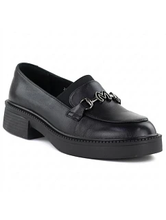 Dámské kožené mokasíny na silné podrážce černé model 22081611 - VINCEZA