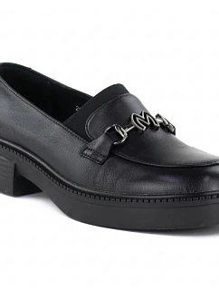 Dámské kožené mokasíny na silné podrážce černé Vinceza model 22081611 - Hikvision