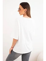 Dámská bavlněná oversize halenka s květinovým potiskem bílá Dámská bavlněná oversize halenka s květinovým potiskem bílá