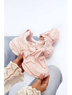 Sneakersy Damskie Na Masywnej Podeszwie Różowe Windamella