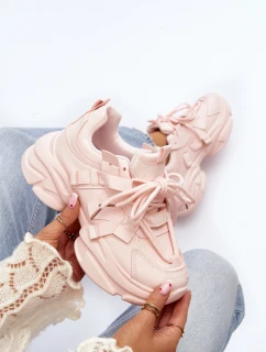 Sneakersy Damskie Na Masywnej Podeszwie Różowe Windamella