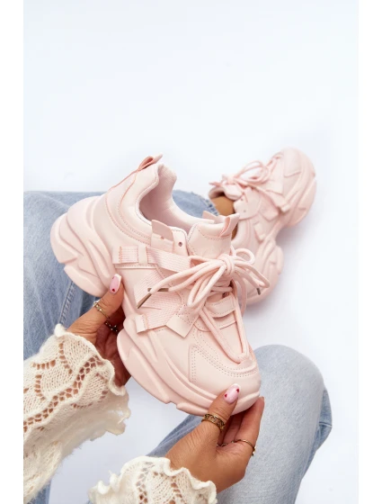 Sneakersy Damskie Na Masywnej Podeszwie Różowe Windamella