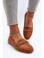 Lesklé dámské mokasíny s řetízkem Camel model 21656869 - Boto Lesklé dámské mokasíny s řetízkem Camel model 21656869 - Boto