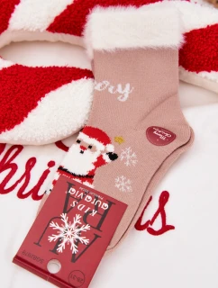 Vánoční dětské ponožky s kožíškem a  alpaka tmavě béžová model 21786764 - Aura.via