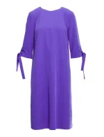 S393 Šaty áčkového strihu so zaväzovacími rukávmi - fialové