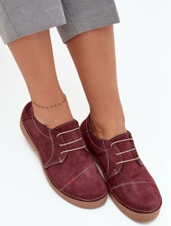 Dámske kožené poltopánky s prešívaním Artiker - bordové