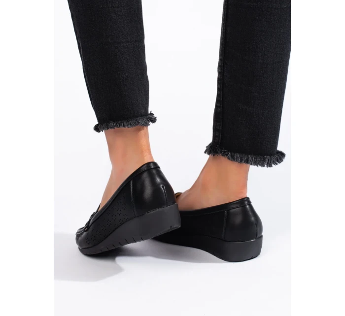 Módne dámske čierne mokasíny bez podpätku Módne dámske čierne mokasíny bez podpätku