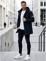 Pánska zimná bunda s odnímateľnou kapucňou, tmavomodrá, FashionStreet TX5106 Pánska zimná bunda s odnímateľnou kapucňou, tmavomodrá, FashionStreet TX5106