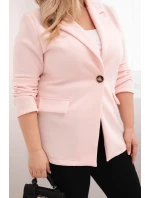 Dámská viskózová bunda Plus Size s dlouhým rukávem a límcem cukrově růžová Dámská viskózová bunda Plus Size s dlouhým rukávem a límcem cukrově růžová