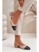 Lakierowane Baleriny Na Niskim Obcasie Z Odkrytą Piętą Beżowe Kairael Lakierowane Baleriny Na Niskim Obcasie Z Odkrytą Piętą Beżowe Kairael