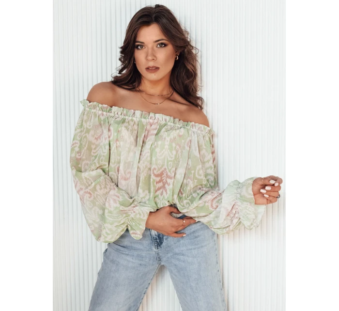 Dámská pruhovaná halenka zelená Dstreet model 21972930 - FashionStreet