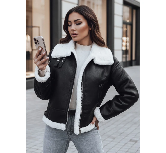Dámská kožená bunda s ovčí kůží Dstreet černá model 21995440 - FashionStreet