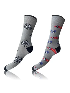 Veselé ponožky 2 páry CRAZY SOCKS 2x - BELLINDA - sivé