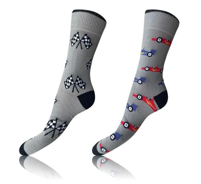 Veselé ponožky 2 páry CRAZY SOCKS 2x - BELLINDA - sivé