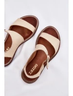 Dámské kožené ploché sandály model 21692915 béžové - Zazoo