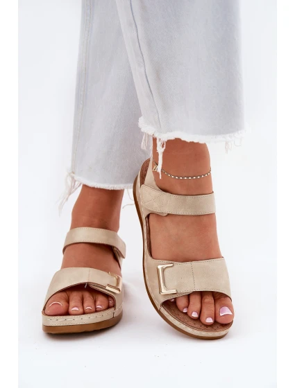 Pohodlné dámské sandály na platformě béžové model 21694154 - EVENTO