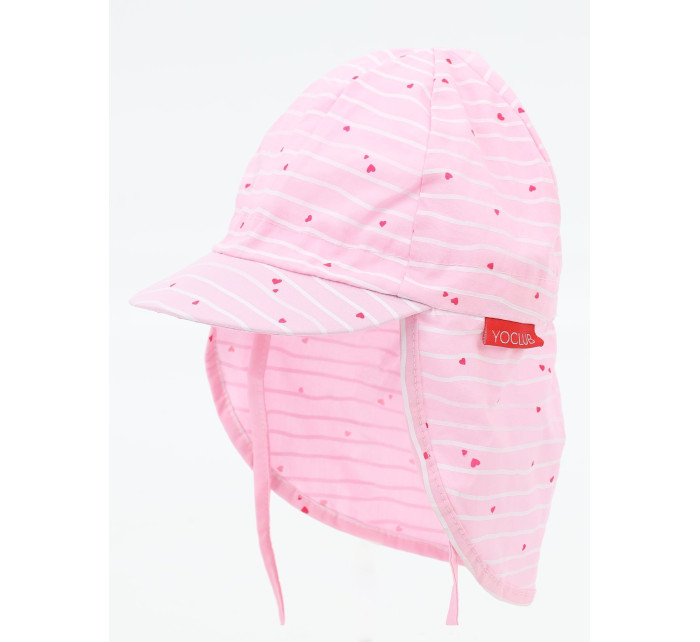 Yoclub Dievčenský letný klobúk s ochranou krku CLE-0119G-A100 Pink