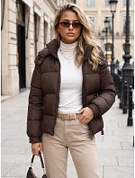 Dámska zimná prešívaná bunda s kapucňou, hnedá, FashionStreet TY5745 Dámska zimná prešívaná bunda s kapucňou, hnedá, FashionStreet TY5745