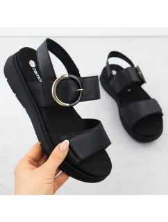 Dámske kožené sandále na platforme čierne Remonte D2K50-00