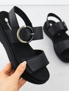 Dámske kožené sandále na platforme čierne Remonte D2K50-00