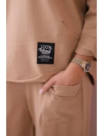 Bavlněná mikina kalhoty set Lehký velbloud Bavlněná mikina kalhoty set Lehký velbloud