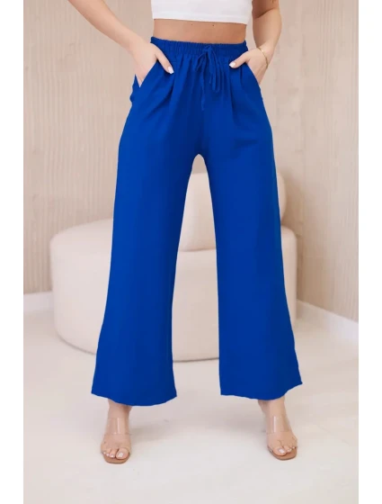 Viskózové kalhoty se širokými nohavicemi chrpa Viskózové kalhoty se širokými nohavicemi chrpa