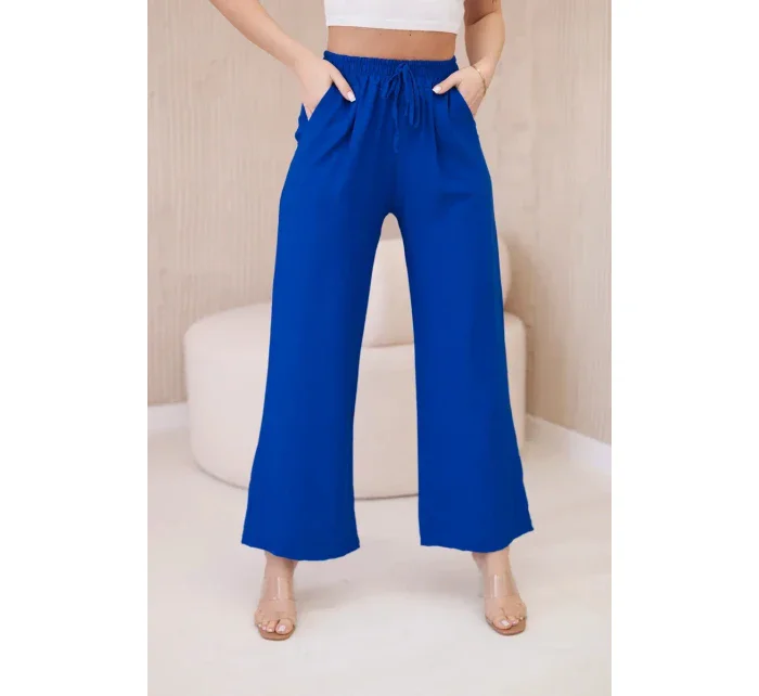 Viskózové kalhoty se širokými nohavicemi chrpa Viskózové kalhoty se širokými nohavicemi chrpa