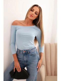 Dámska blúzka na ramenách z viskózy s 3/4 rukávmi modrá