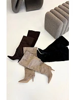 Dámské nazouvací kozačky na podpatku Černé model 22303593 - Boto