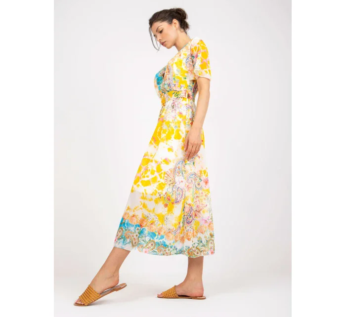 Šaty DHJ SK 15967 1.01P biela a žltá