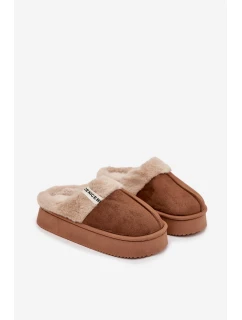 Dámske papuče s kožúškom Parisse - hnedé