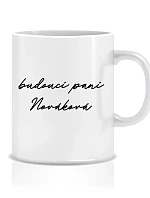 Personalizovaný klasický biely keramický hrnček 300 ml – budúca pani