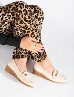 Dámske dizajnové hnedé mokasíny na klin