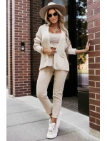 630-1 Teplý sveter s vreckami a rebrovanými manžetami - béžový 630-1 Teplý sveter s vreckami a rebrovanými manžetami - béžový